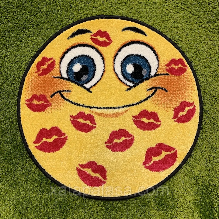 Covor Rotund Camera Copii Model Covorexpert Kolibri 11085-150, Marime 67 x 67 cm, Galben, Lungime Fir 9 mm, Antialergic, Polipropilena, Gradinita, Cresa, Loc de Joaca