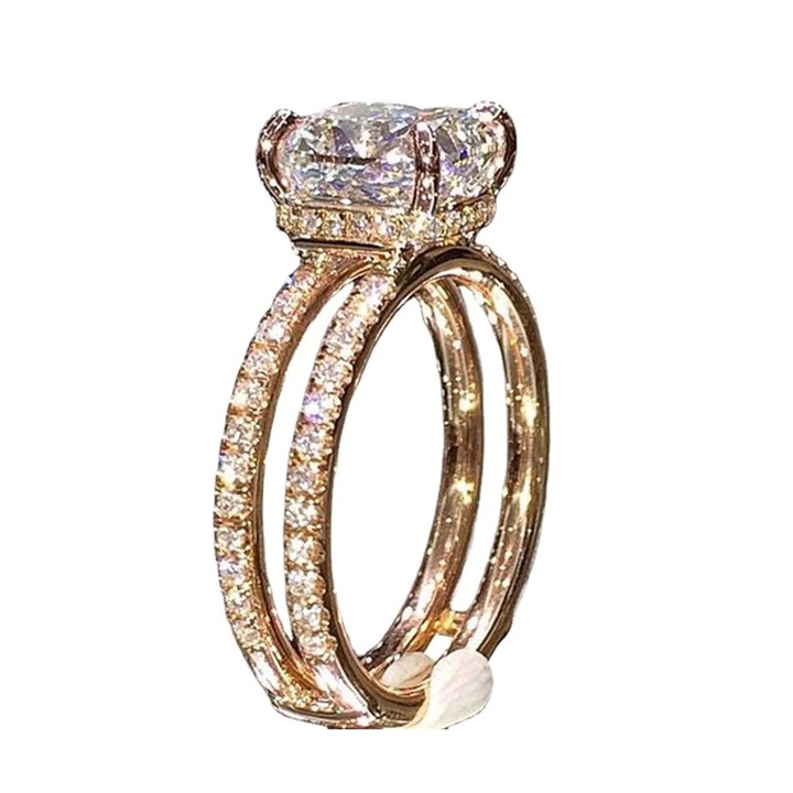 Inel din aur roz 18K, Fokelyi, rubin natural și diamant, R