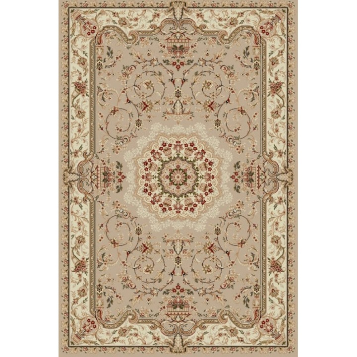 Covor Model Covorexpert Lotos 1520-110, Marime 80 x 150 cm, Bej, Crem, Lungime Fir 8 mm, Antialergic, Polipropilena, Living, Dormitor, Sufragerie, Birou
