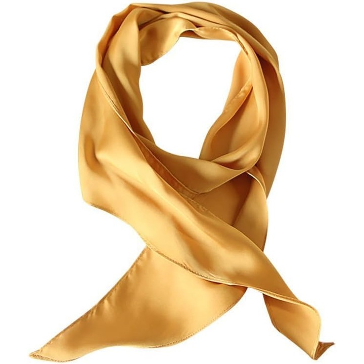 Esarfa tip cravata din matase satin, GOGOU®,138x13cm, Galben