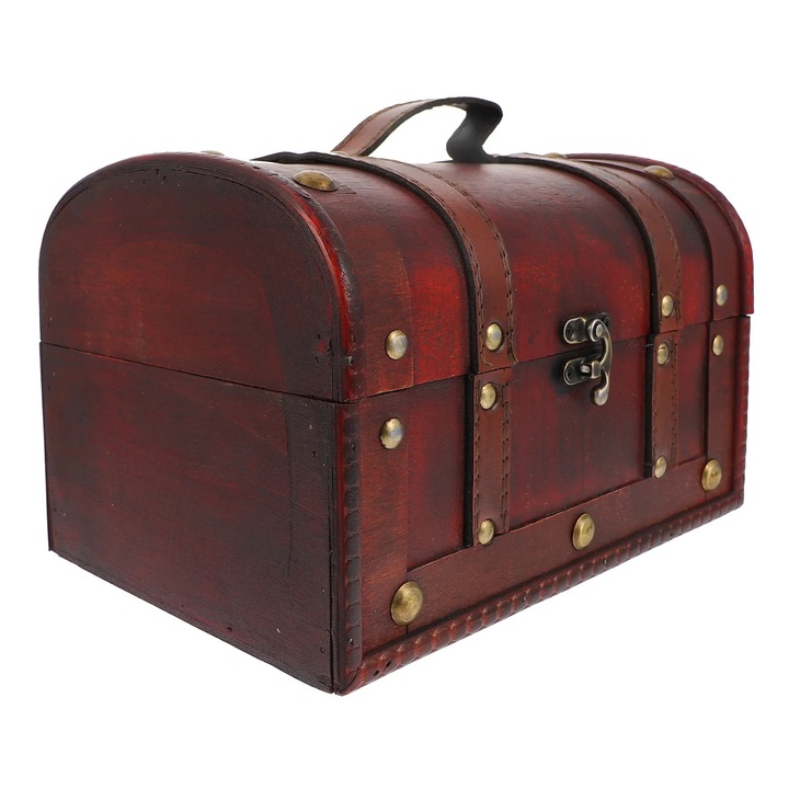 Cutie depozitare lemn ZYBLSSBB vintage rosu inchis 24x18x9cm