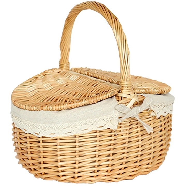 Cos depozitare din rachita cu capac, 27x17x14cm, maro