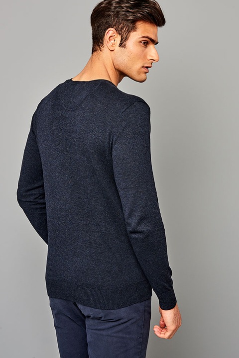 Funky Buddha, Pulover cu decolteu in V, Bleumarin, XL