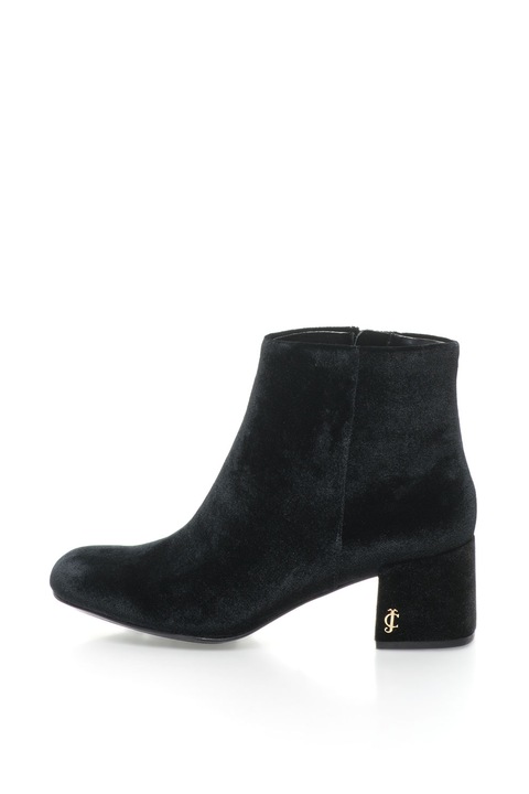 Juicy Couture, Ghete catifelate cu toc masiv Margaret, Negru, 37