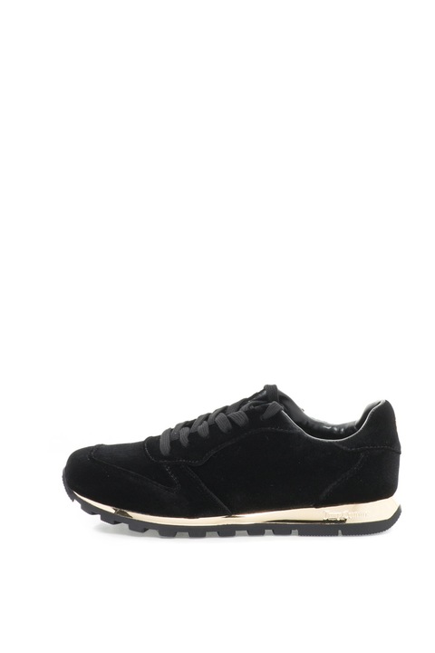 Juicy Couture, Pantofi sport catifelati cu detalii aurii Ursula, Negru, 40