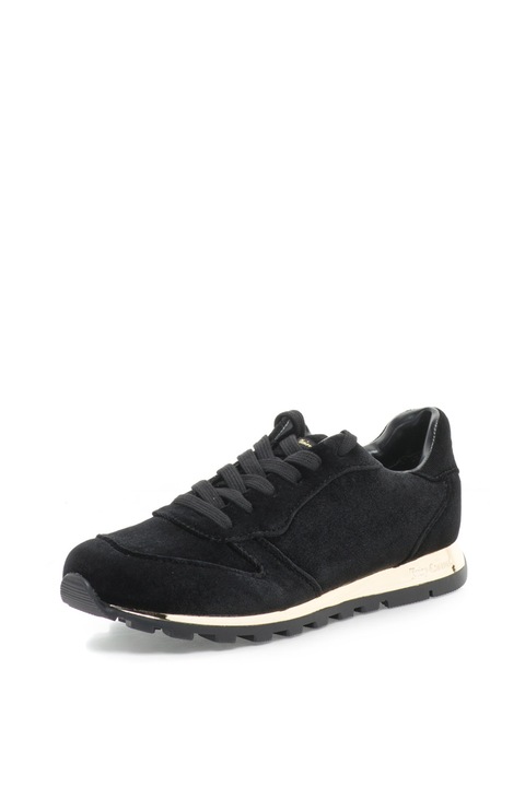Juicy Couture, Pantofi sport catifelati cu detalii aurii Ursula, Negru, 40