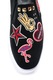Juicy Couture, Pantofi slip on catifelati cu aplicatii Vela, Negru/Rosu/Galben, 36