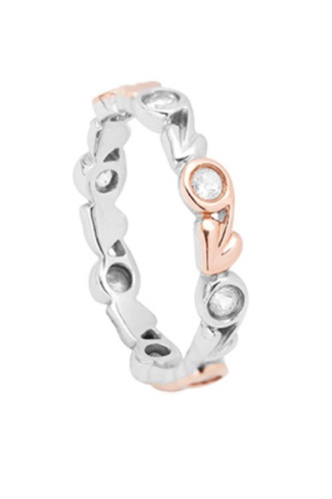 Clogau, Inel din argint veritabil cu cristale zirconia, argintiu/auriu, 56 Standard