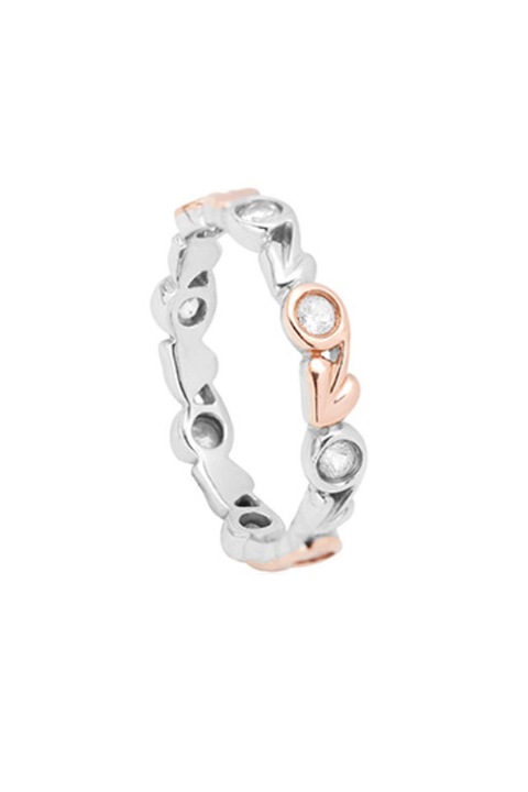 Clogau, Inel din argint veritabil cu cristale zirconia, argintiu/auriu, 56 Standard