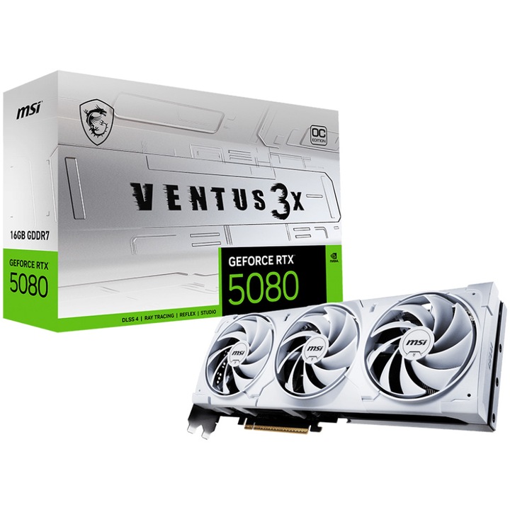 Placa video MSI GeForce RTX 5080 16G VENTUS 3X OC WHITE, GDDR7, 256-bit