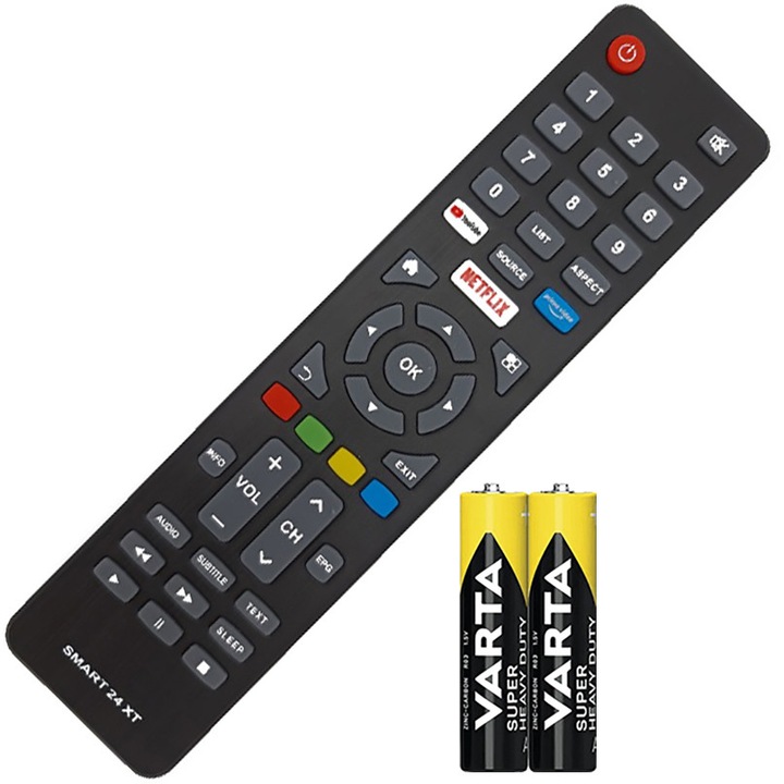 Telecomanda, KNTECH®, DYON- SMART-24XT compatibila cu LED/TV Blaupunkt BS40F2012NEB/BS43U3012OEB/BS49U3122OEB/RMC/CBU/0009N, baterii incluse