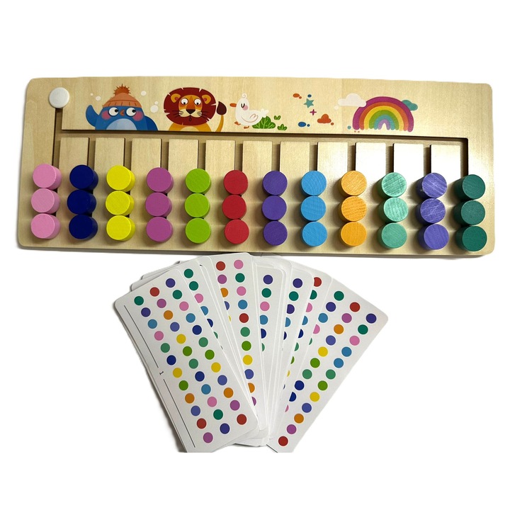 Joc Educational, GHEMOTOC®, pentru Copii, din Lemn, Labirint Asociere Culori, cu 12 culori