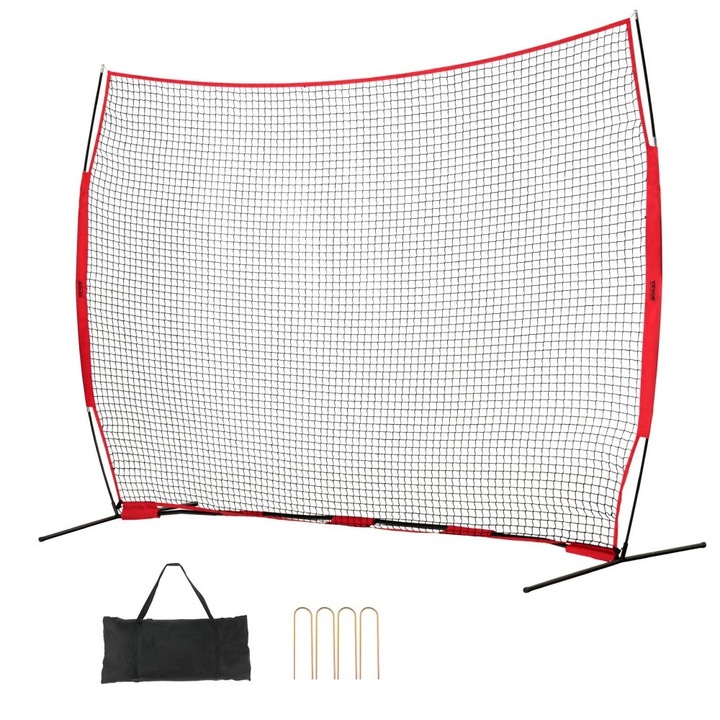 Plasa de Bariera Backstop Net, 12 x 9 ft, Echipament de Antrenament Portabil, cu Geanta de Transport, Ecran de Protectie, pentru Baseball, Softball, Lacrosse, Hochei, Utilizabil in Curte