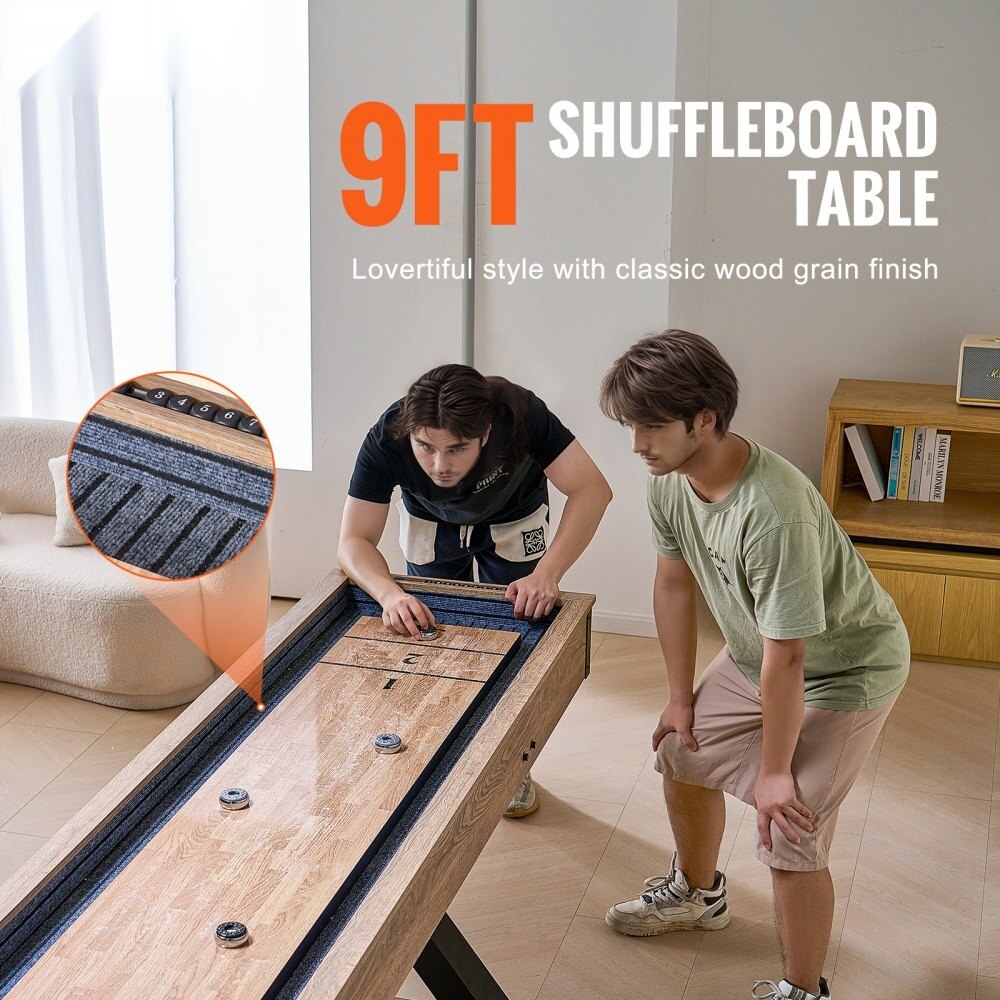 Masa Shuffleboard 2 in 1 de 9 ft, Set Combo, adaptabila pentru