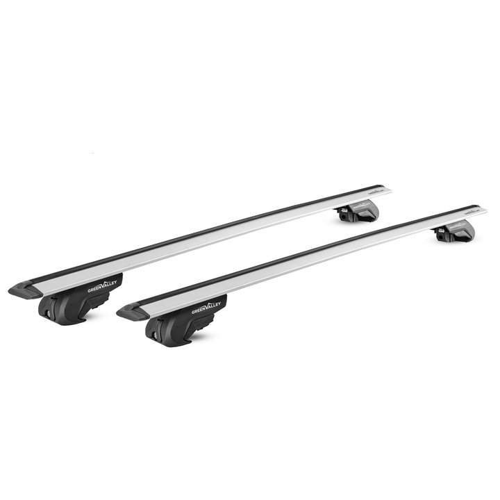 Crossbars Green Valley Treck Vento Premium Silver Alumínium OPEL Karl Rocks Hatchback 2017-2019-hez, hosszanti rudakra szerelve