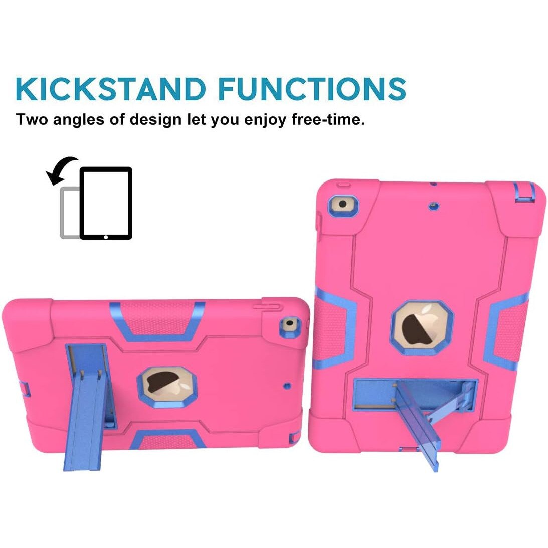 Husa robusta Sigloo pentru Apple iPad 9th/8th/7th Gen (2021/2020/2019), 10.2'', Protectie Completa, Stand Buit-in, Anti-Soc, Roz Bombon