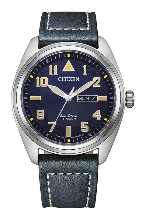Citizen, Часовник Eco-Drive с кожена каишка, Тъмносин