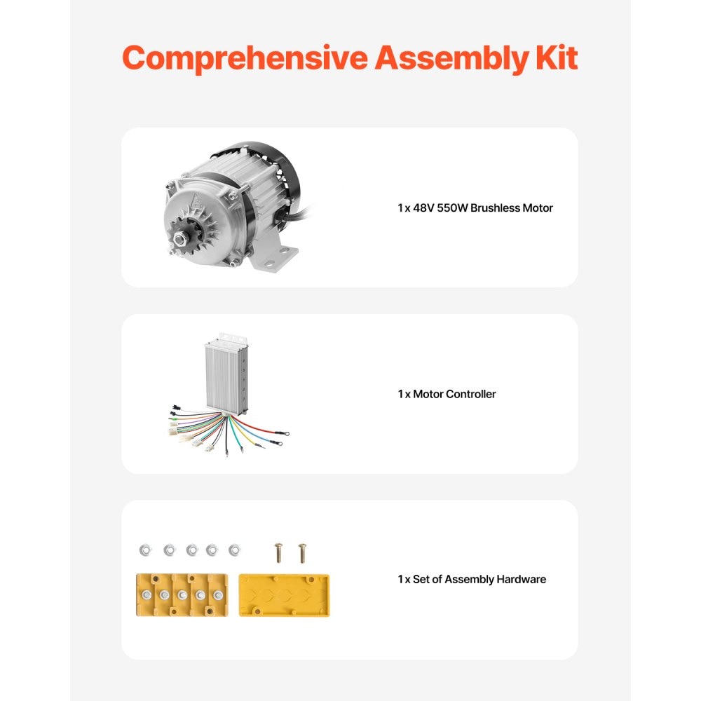 Fara Motor Kit Motor Electric DC, Fara Perii, 500W, 48V, 2700 RPM, cu Controler ...