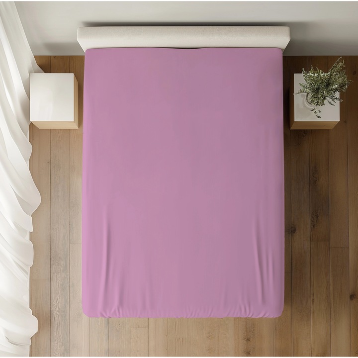 Illesztett lepedő elasztikus, méretek: 120x200x30, 100% pamut ranforce, rózsaszín modell 172 uni