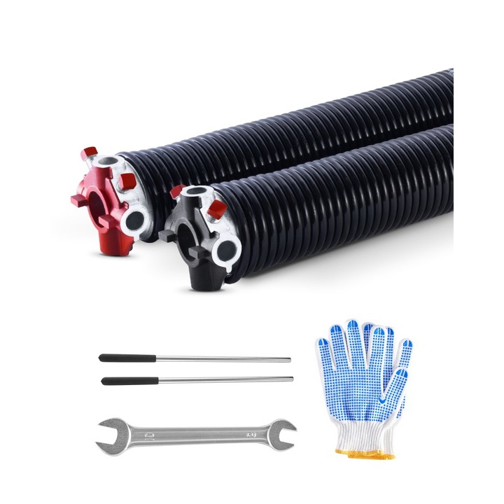 Pereche Arcuri de Torsiune pentru Usa de Garaj, Dimensiuni 0.25x2x31 Inch, cu Bare Infasurare, Convertor Inch-Cm