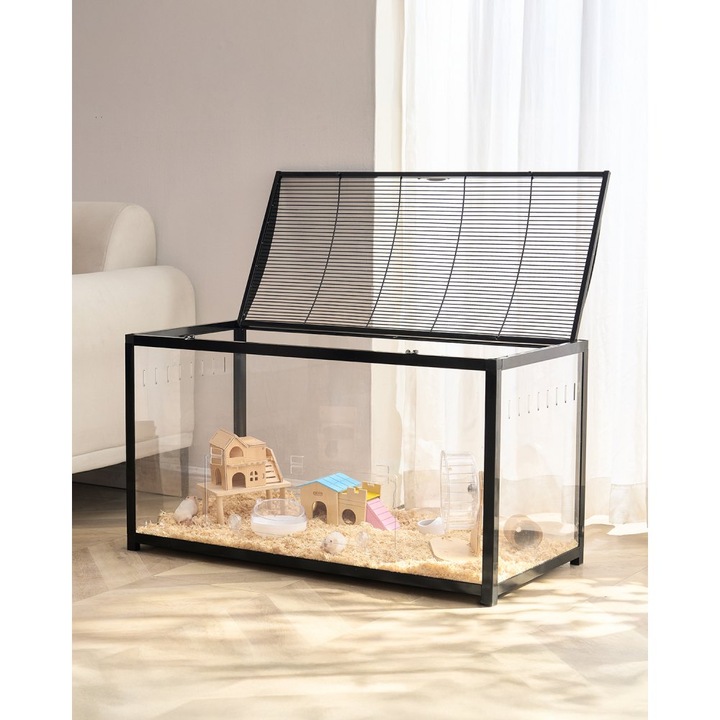 Casa pentru Hamsteri Habitat Rozatoare, Transparenta, 96 CM, Adapabila pentru Gerbil/Soric, Ideala pentru Animale Mici