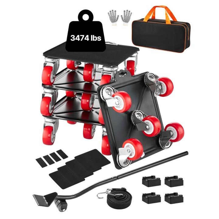 Mutator Mobilier Mobil, Model Dolly cu 5 Roti, Capacitate 3474 Lbs, Rezistent, Ideal pentru Transport Greutati Mari