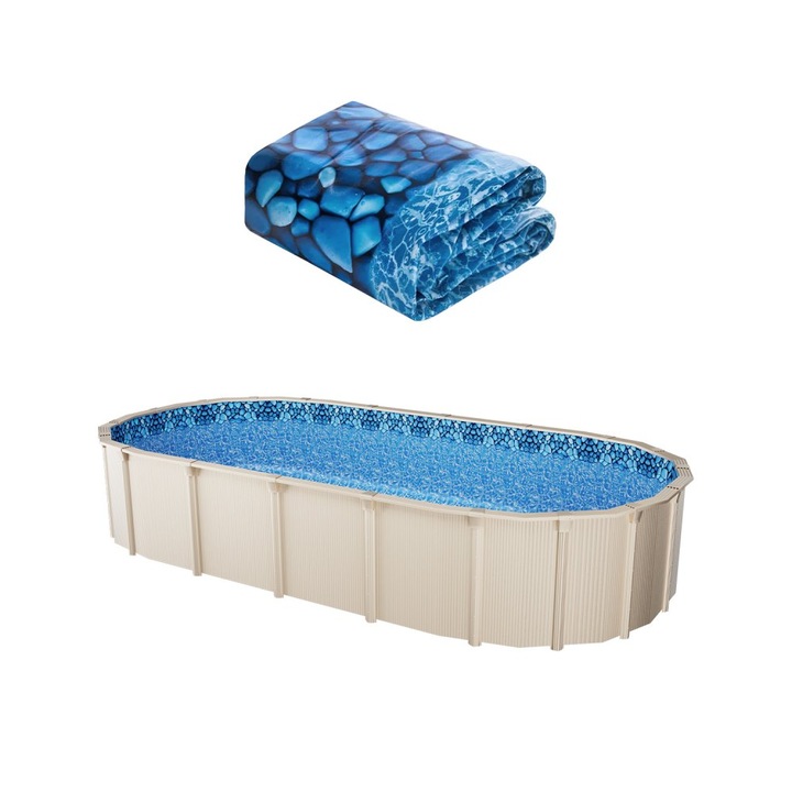 Captuseala pentru Piscina Ovala, Compatibila cu Dimensiunile 3.66 m x 7.32 m, Inaltime Perete 137.16 cm, Rezistenta, din Vinil, Albastru