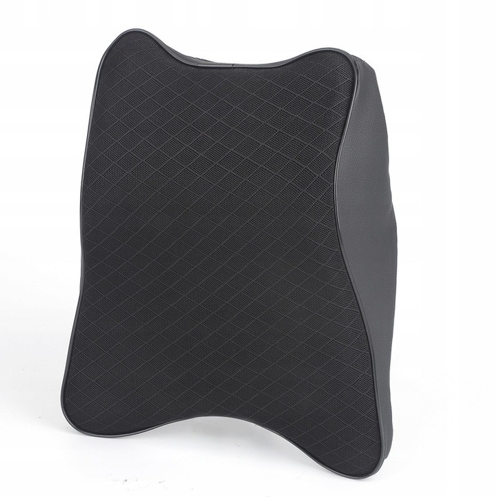 Perna Auto Cervicala din Spuma cu Memorie, pentru Tetiera Masina, Universala, functie de Confort si Protectie pentru Gat si Ceafa, cu prindere pe Scaunul Auto al masinii, Negru, Husa Detasabila