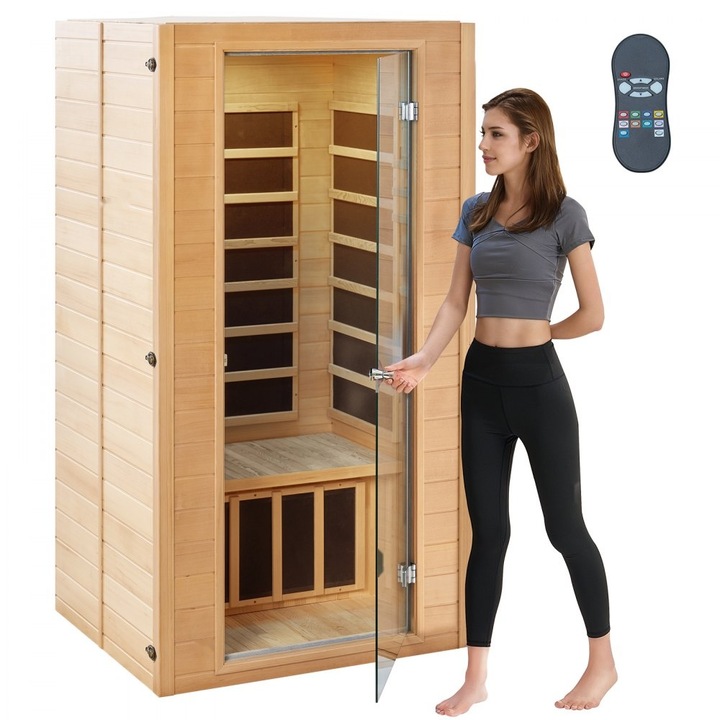 Sauna din lemn pentru acasa, infrarosu indepartat, SPA, capacitate 1-2 persoane, putere 1400W