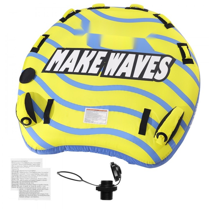 Теглена тръба за лодка, надуваема, капацитет 1-3 пътници, защитни перки, товароносимост 231 кг, изцяло от найлон, дръжки от EVA, предпазен клапан