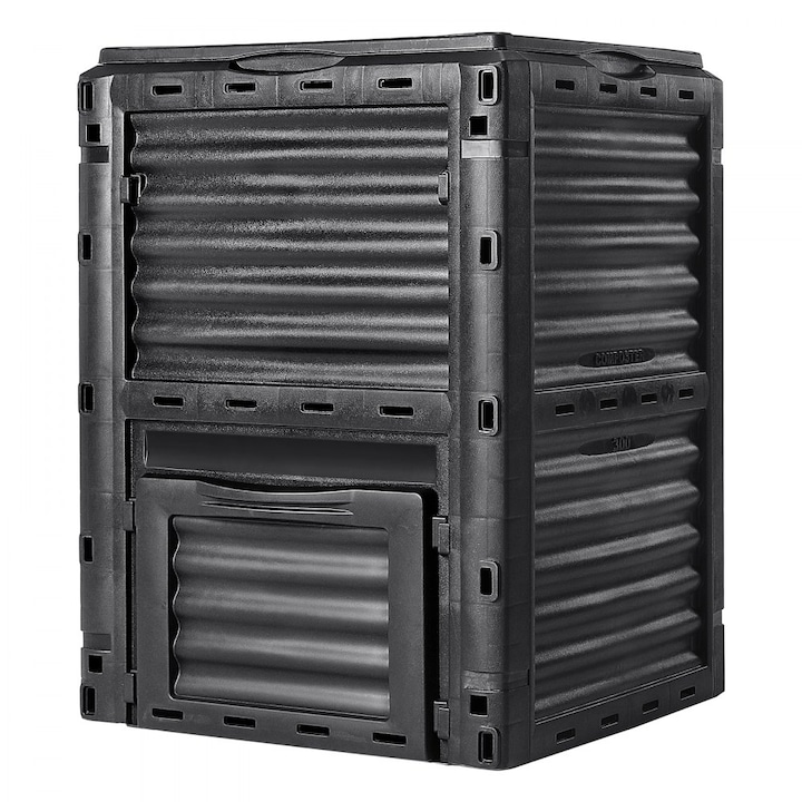 Cos de compost pentru gradina, capacitate 80 Gal, Fara BPA, Exterior, Capac superior si usa inferioara, Asamblare usoara, Creare rapida de sol fertil