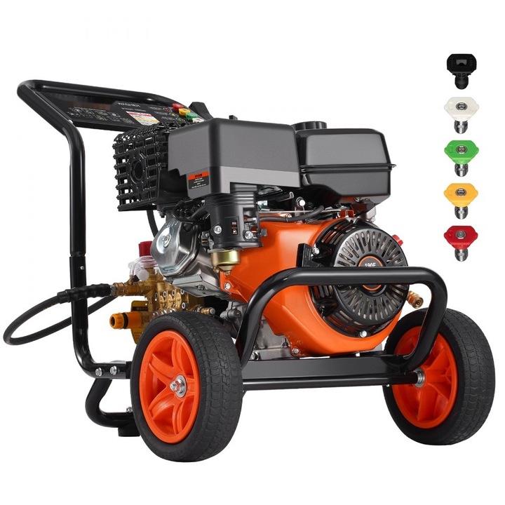 Curatator cu presiune pe benzina, 4400PSI, debit 15L/min, 2.6GPM, Set de 5 duze, Ideal pentru automobile