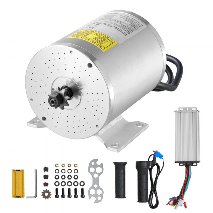 Безчетков DC електродвигател, комплект 1800W, захранване 48V, скорост 4500 об/мин, включен контролер, пълен комплект