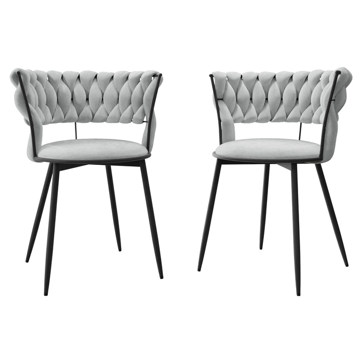 Set 2 scaune Archie DC-1141, MIRJAN 24, 82-gri + negru, 52x57x74 cm