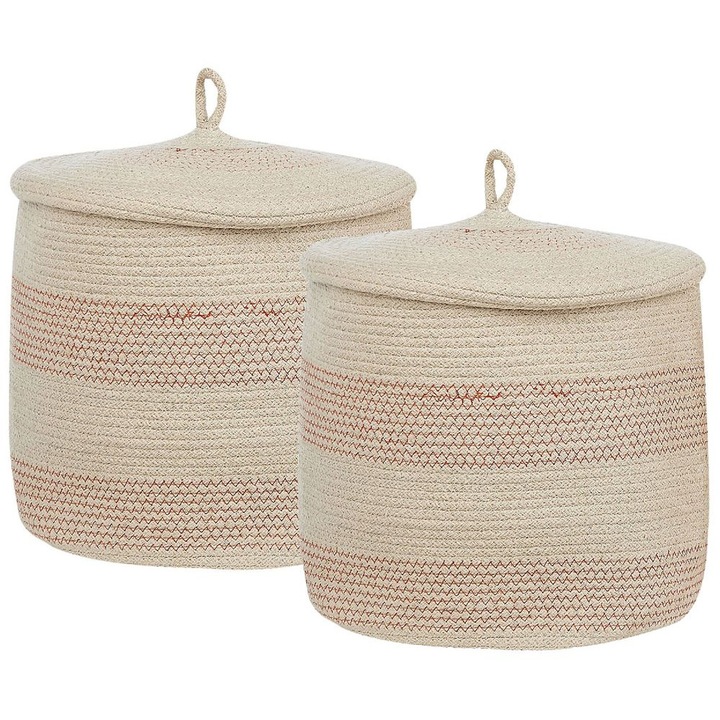 Set de 2 cosuri din bumbac bej deschis si roz Silopi