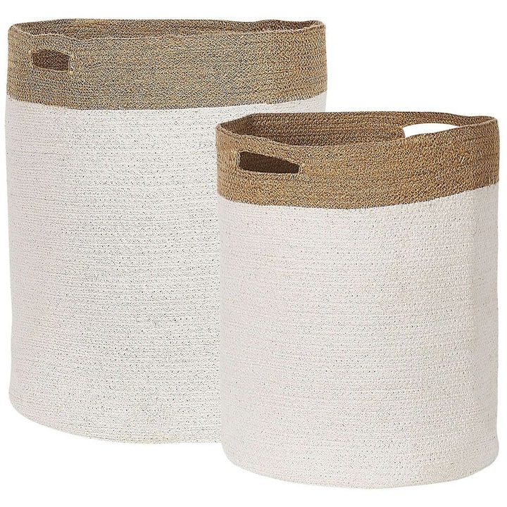 Set de 2 cosuri din bumbac alb si crem Kardh