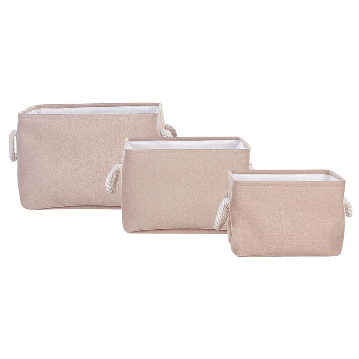 Set de 3 cosuri din tesatura bej Darqab