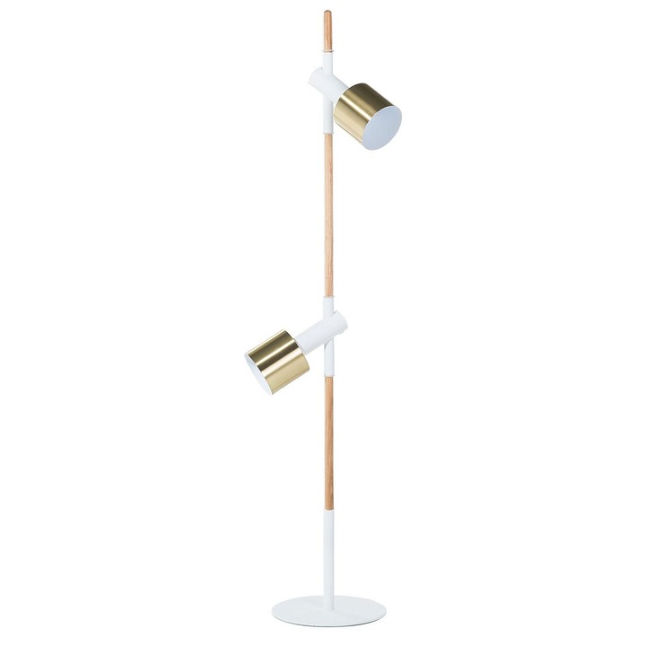 Lampadar Owens Reglabil Lemn Alb