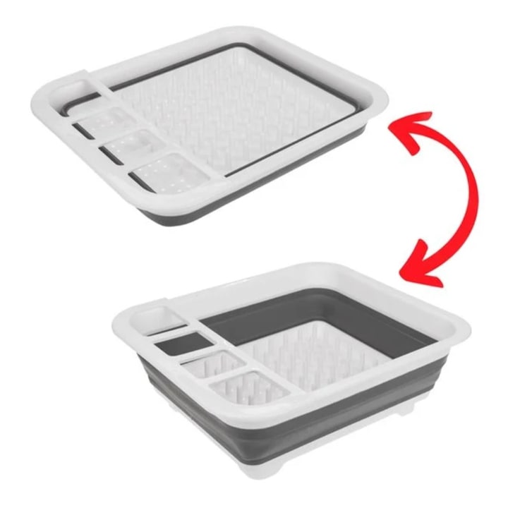 Scurgator vase, pliabil, plastic, alb/gri, 36x31x12cm