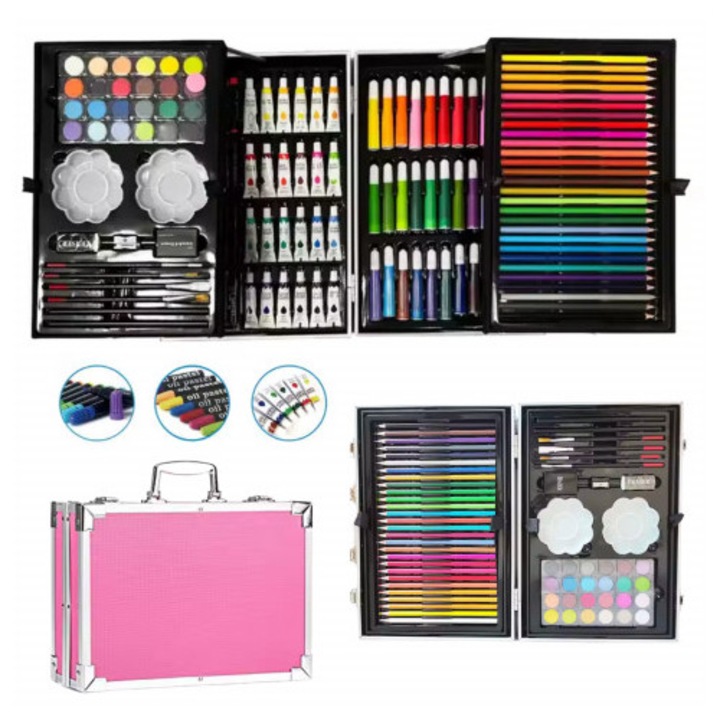 Trusa Arta Completa 145 Piese – Set Profesional pentru Desen, Pictura si Creativitate