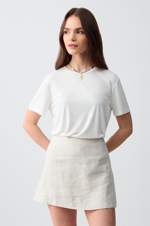 JIMMY KEY, Fusta-pantalon uni de in, Alb murdar