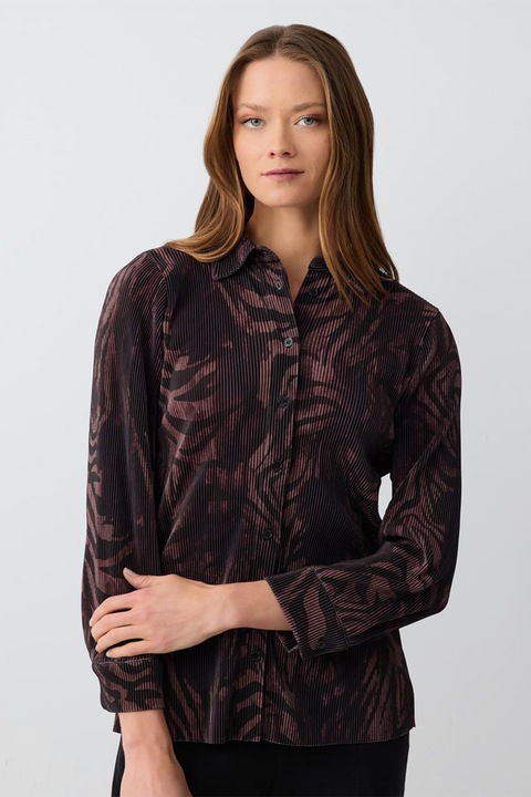 JIMMY KEY, Camasa cu model animal print, Maro inchis/Transparent