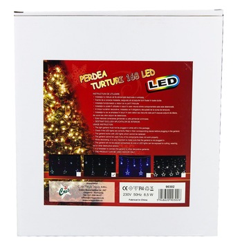 Instalatie Cris, 168 leduri, model turturi fereastra cu stelute, pentru interior/exterior, Alb rece Instalatie Cris, 168 leduri, model turturi fereastra cu stelute, pentru interior/exterior, Alb rece