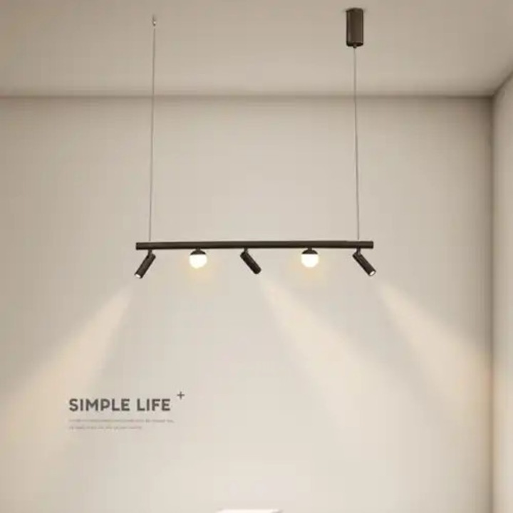 Lustra LED neagra, liniara, 19W, lumina naturala, 80x12x120cm, IP21, suspendata, montaj tavan, LED CONCEPT