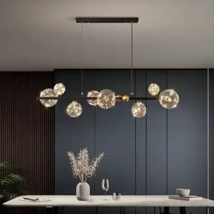 Lustra LED suspendata, neagra, liniara, 70W, 3 functii de lumina, calda/naturala/rece, dimensiune 110x30x100cm, IP20, LDC