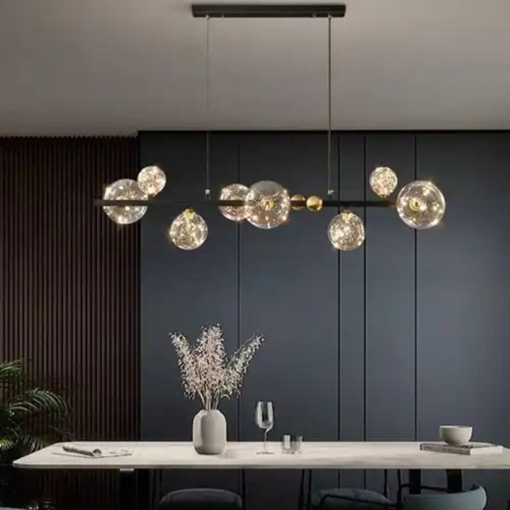 Lustra LED neagra, liniara, 56W, lumina calda, 110x30x100cm, IP21, suspendata, montaj tavan, LED CONCEPT