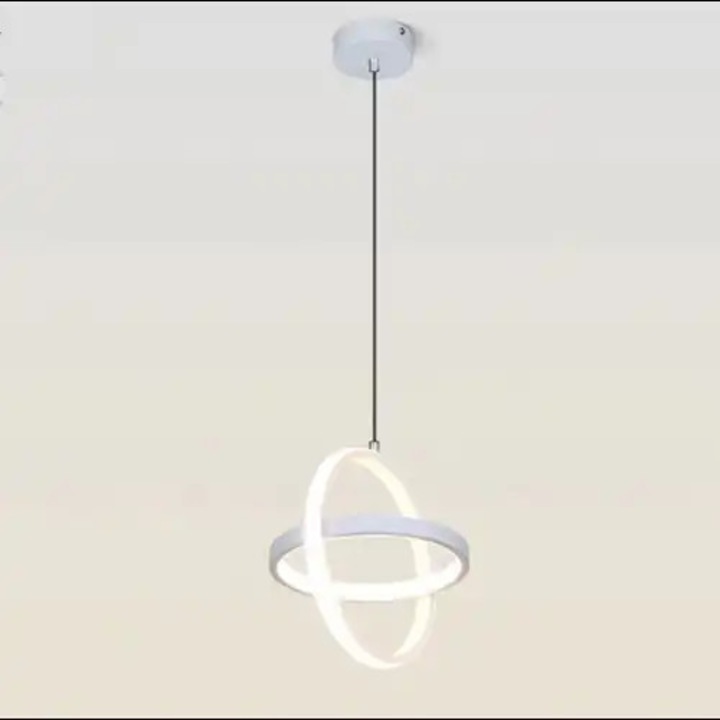 Lustra LED suspendata, alba, rotunda, 23W, 3 functii de lumina, calda/naturala/rece, dimensiune 22x22x125cm, IP20, LDC