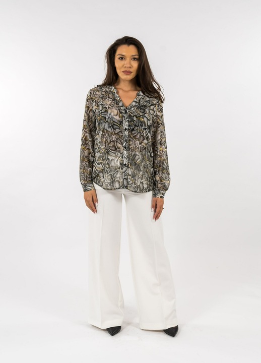 Compleu Camasa cu Imprimeu si Pantaloni Albi, Alb/Multicolor