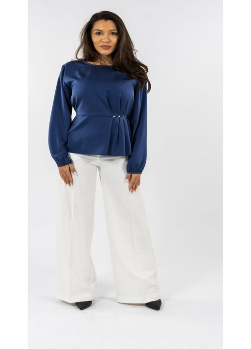 Compleu Bluza Albastra si Pantaloni Albi, Alb/Albastru