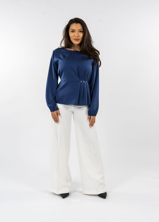 Compleu Bluza Albastra si Pantaloni Albi, Alb/Albastru